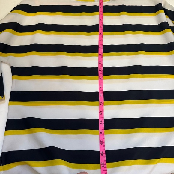 Loft Mid-Sleeve Striped Yellow and Black Women's Top Blouse Size Medium - Picture 6 of 6